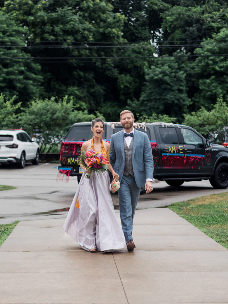 Anne Marie and Eric on their wedding day at The Gem on the Allegheny, photographed by Stephen Dray.